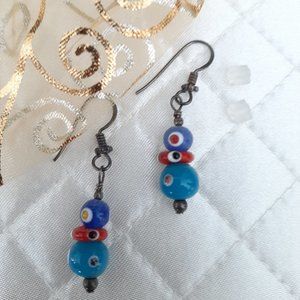 Unique Red, White, & Blue Beaded Earrings